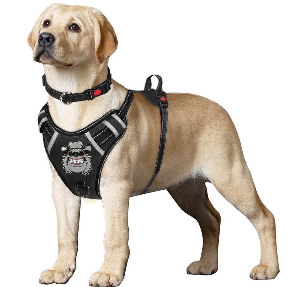 TIANYAO No Tug, Soft Reflective Outdoor Adjustable Dog Harness, Size M-L